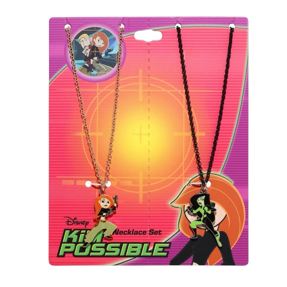 NEW Disney Kim Possible Kim & Shego Best Friend Necklaces Set